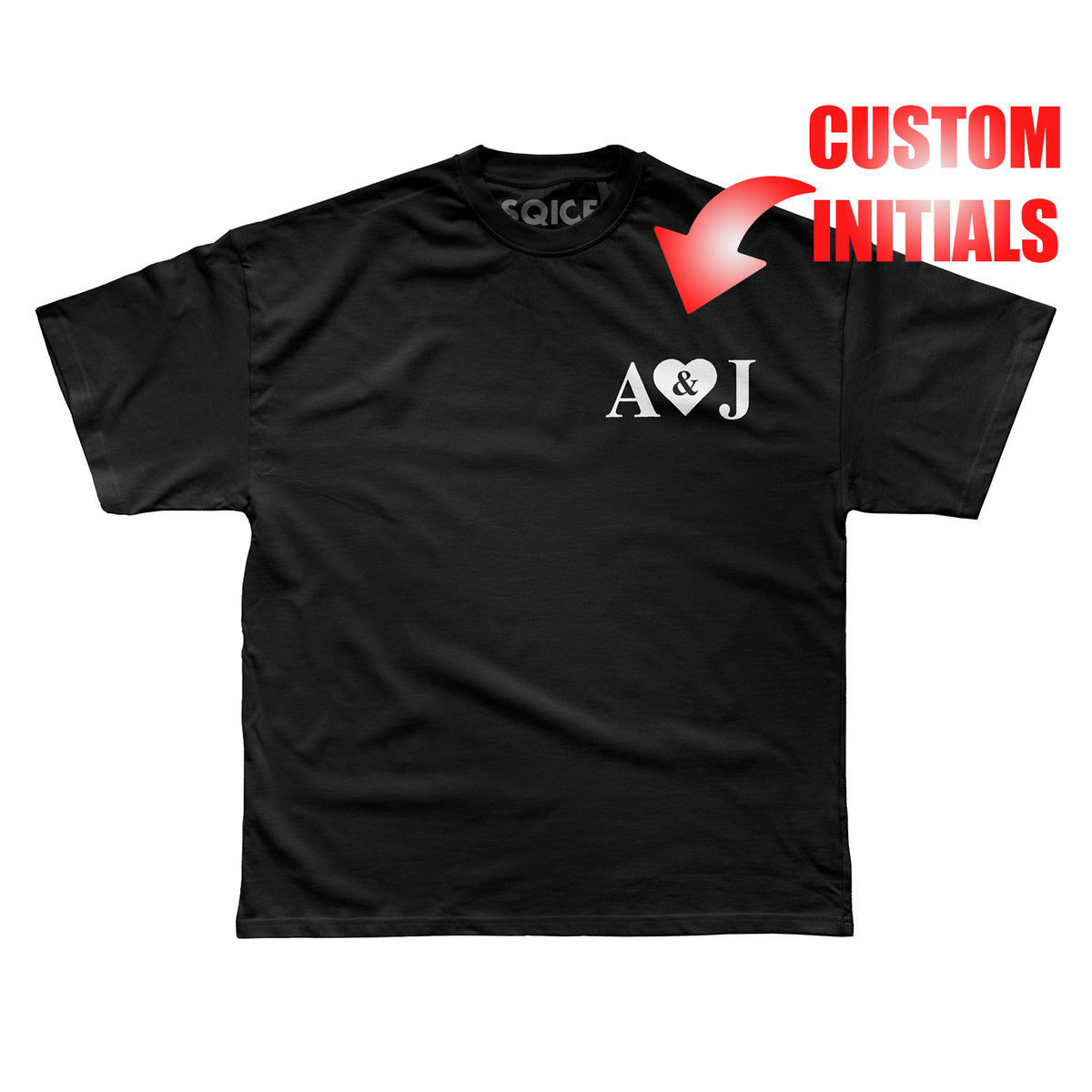 Custom Double Initials Heart T-Shirt